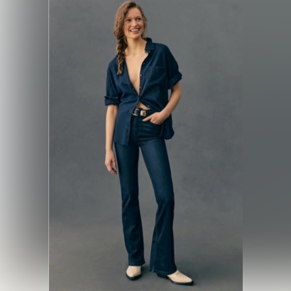 Paige Laurel Canyon High Rise Flare Jeans in Manifesto 34